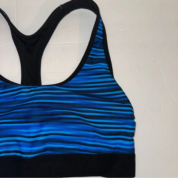Hanes Blue and Black Striped Sports Bra size XL - Image 3