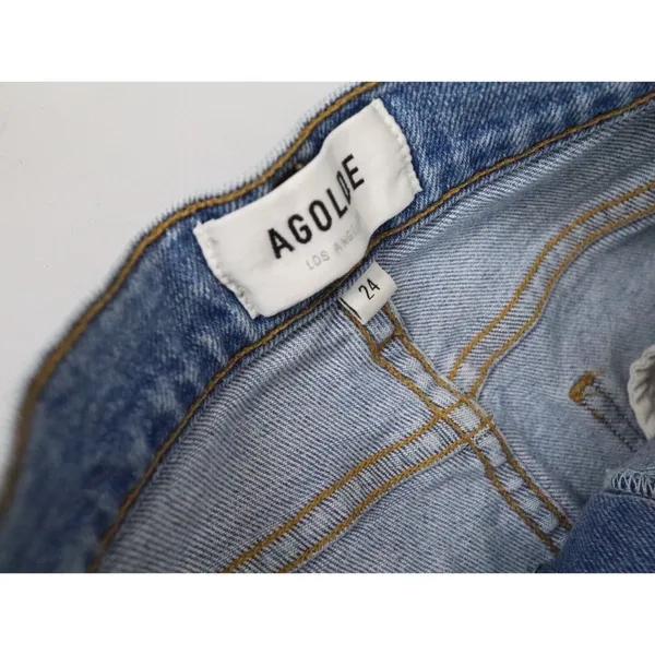 AGOLDE Nico High Rise Slim Fit Jeans Blue Women 24 Button Fly Denim Stretch‎ USA - Image 3