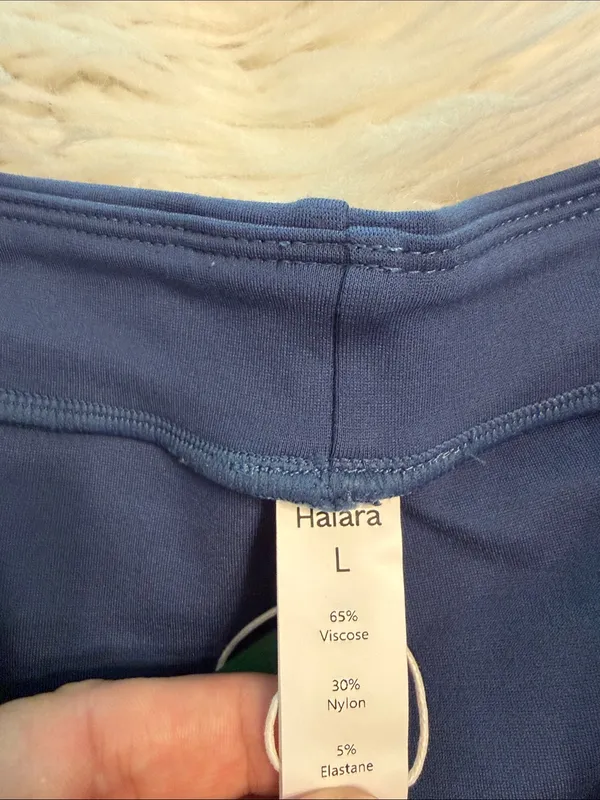 HALARA Blue High-Waist Double-Button Shorts size L more like M inseam 3” - Image 4