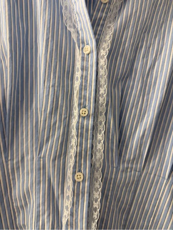 J. Crew Light Blue & White Striped Midi Shirt Dress - Image 2
