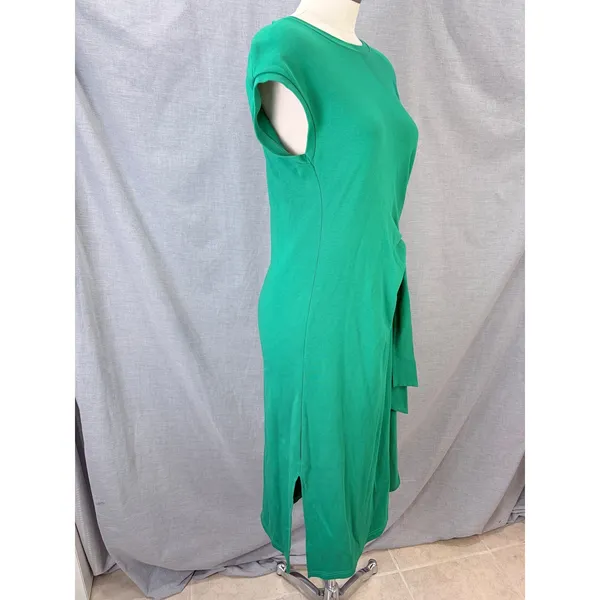 Gracia Green Side Knot‎ Midi Dress Cotton Stretch M Effortless - Image 8