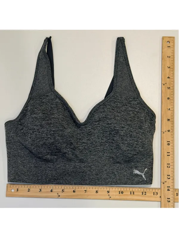 PUMA Women's Sports Bra Gray Heather Size Large - Image 2