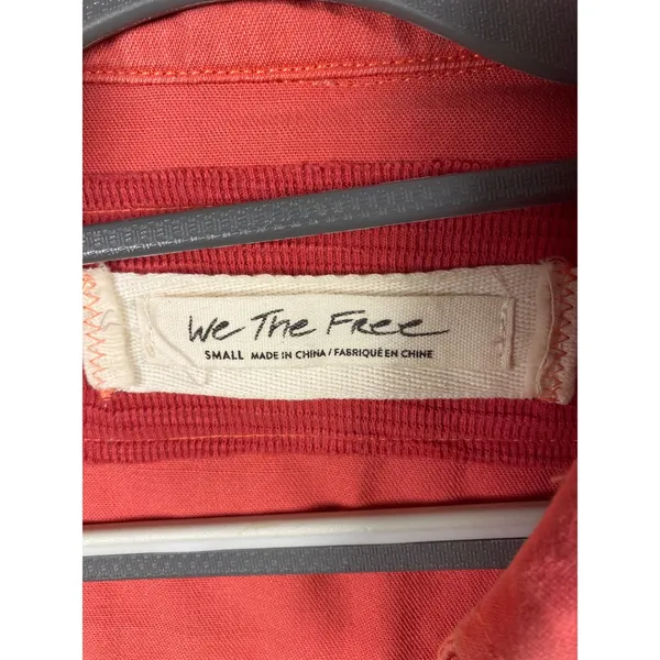 We The Free People Distressed Pink Western Peplum Snap Front Cotton Shacket SM - Image 4