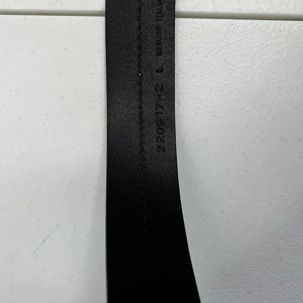 Olga Santini Women's Size L Leather Belt Black DOUBLE‎ OO Buckle Silver Toned - Image 7