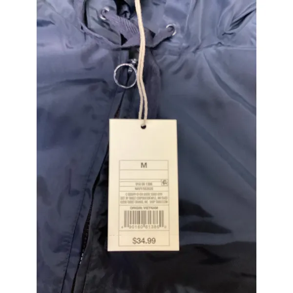 A New Day Womens Navy Blue Hooded Windbreaker Jacket Size M Adjustable Waist - Image 3