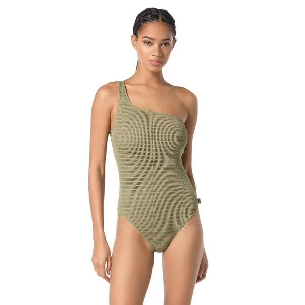 Michael by Michael Kors Womens Crochet One Shoulder One Piece Safari Green 4 - Image 6