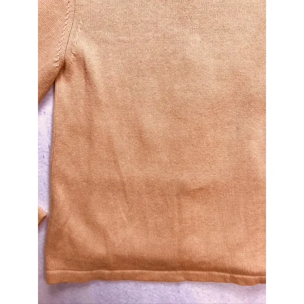 Terry Lewis Sweater Womens Medium Tan Leather Trim Ramie‎ Cotton Mock Neck - Image 13