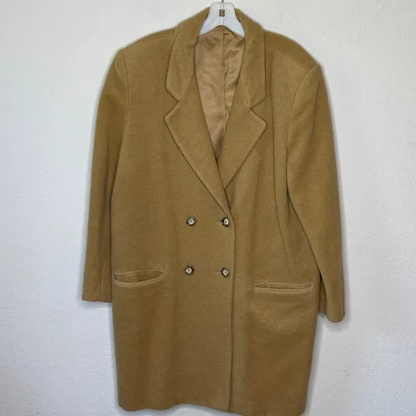 Vintage Beauchamp Place‎ Wool Coat Tan Size 14 - Image 5