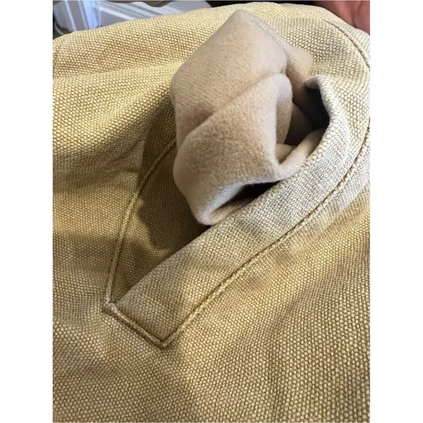 Obey Cream Canvas Bomber Jacket Corduroy Collar Brown Lining Short Women’s Sz M - Image 13