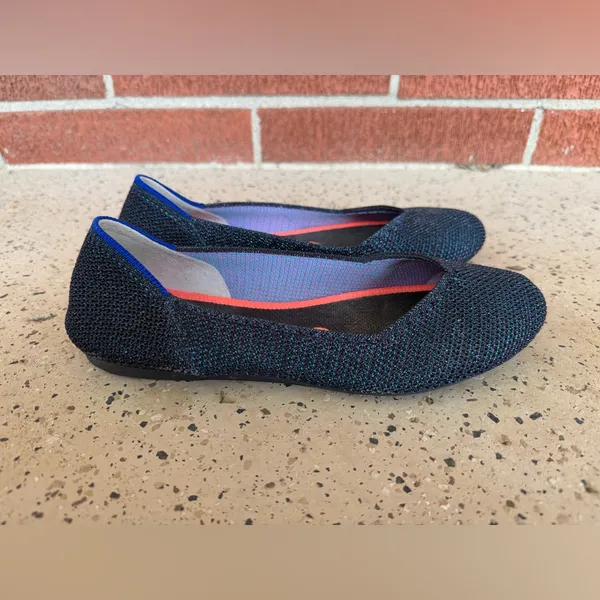Rothys Special Edition Metallic‎ Lattice Navy Blue Flats Womens size 6.5 - Image 4
