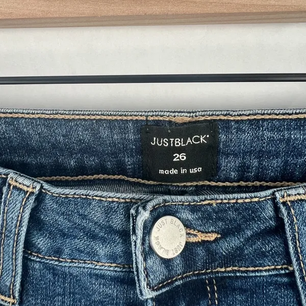 Just Black Ankle Jeans Womens 26 Blue Denim‎ Cotton Stretch Mid Rise Frayed Hem - Image 3