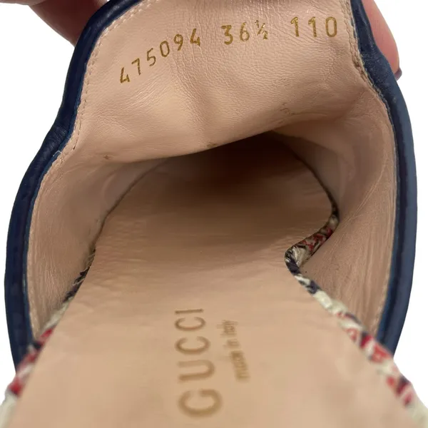 Gucci Princetown Tweed Mules Horsebit Gardenia Ink Blue Size 36.5 - Image 13