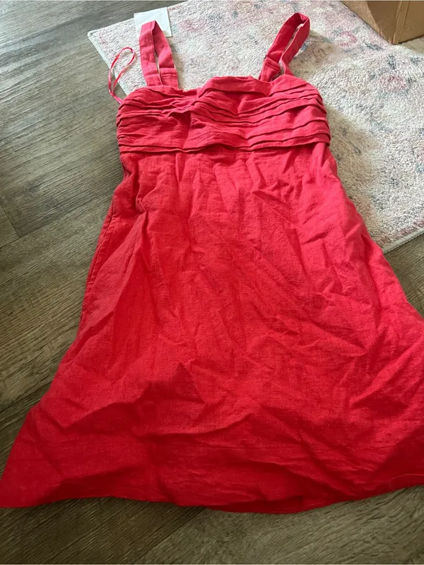 Abercrombie & Fitch Emerson Dress Skort Red Women’s XS Linen Shorts Pocket - Image 11