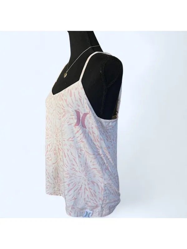 Vintage Y2K Coastal Fairycore Hurley Tank Top Pink Tropical Cami Size Medium 💗 - Image 4