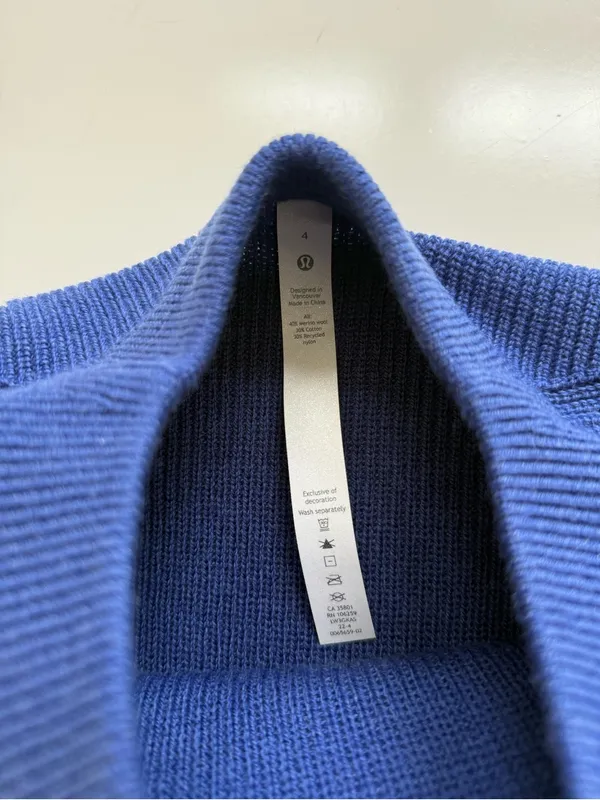 NWT lululemon Merino Wool-Blend Ribbed Crewneck Sweater Heathered Psychic Blue 4 - Image 8