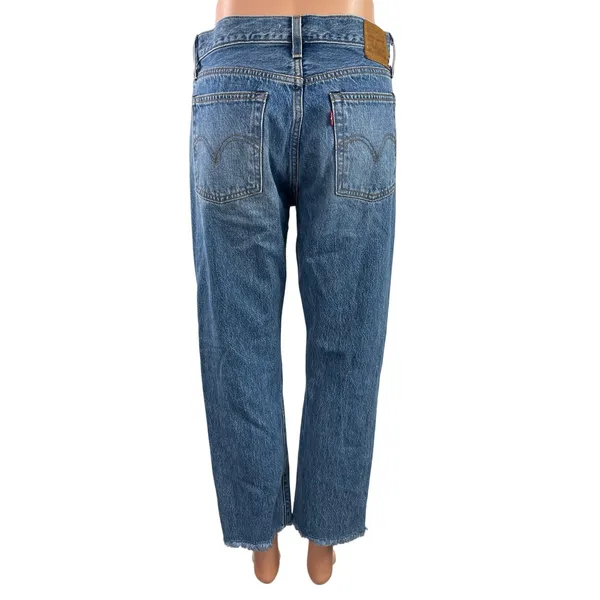 Levi's Wedgie Women's Blue High Rise Distressed Straight Denim Jeans Size 28 - Image 3