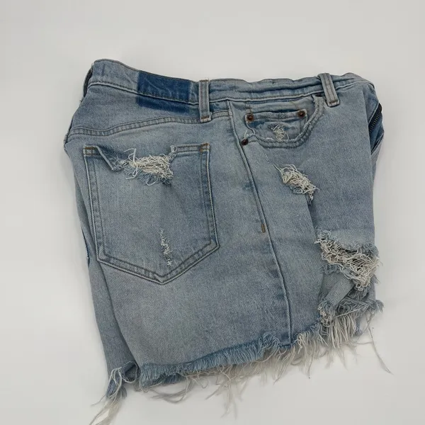 Abercrombie Fitch Y2K Mom Jean Women Short Sz 4/27 Festival Cutoff Denim Indie - Image 3