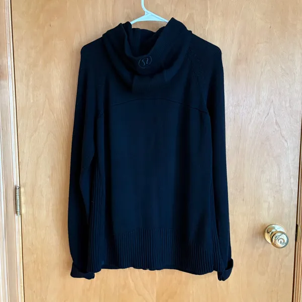 Lululemon‎ Knit Full Zip Hoodie Women Black Cashmere Blend Ribbed Sweater - Image 7