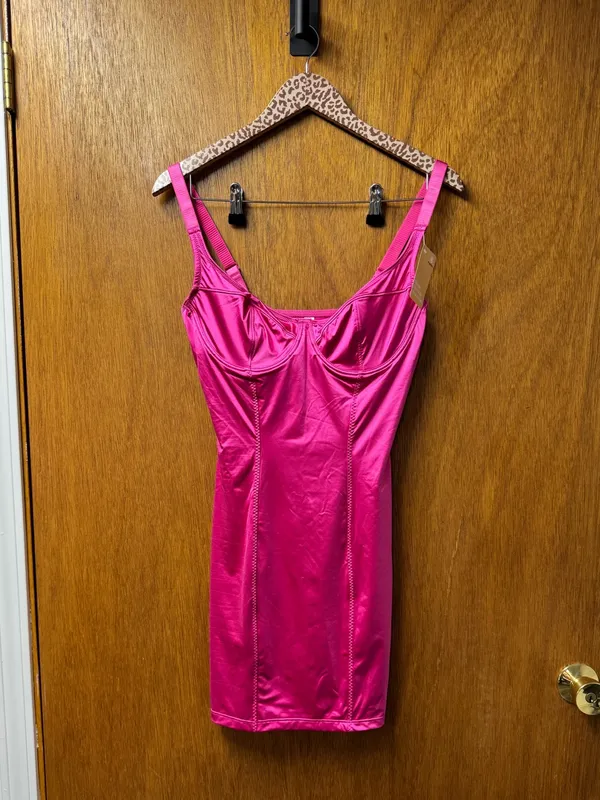 Popilush Shapewear Sculpting Satin Bustier Mini Dress Pink Medium NEW NWT - Image 12