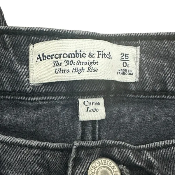 Abercrombie & Fitch Curve Love 90s Straight Ultra High Rise Jeans Black Size 25 - Image 6