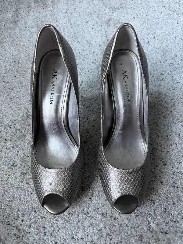 Anne Klein Metallic Bronze Peep-Toe Heels - Image 3