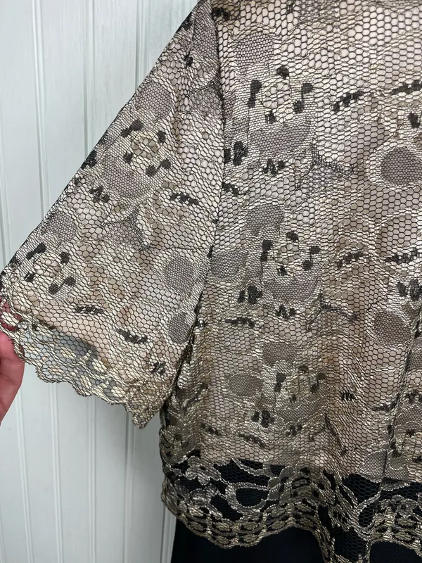 Vintage 80s Jeffrey and Dara Cocktail Evening Dress Size 14 Lace Overlay Gown - Image 6