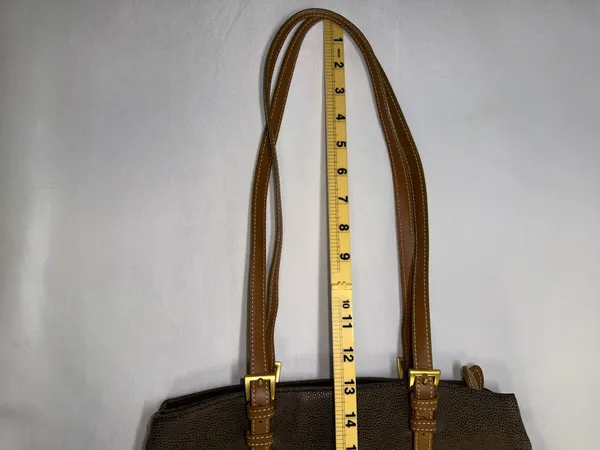 Vtg Jump Boyt Brown Pebbled Faux Leather Tote Purse Shoulder Bag Map Print⁠ - Image 9