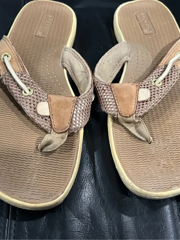 Sperry Brown Tan Mesh Thong Sandals - Image 7