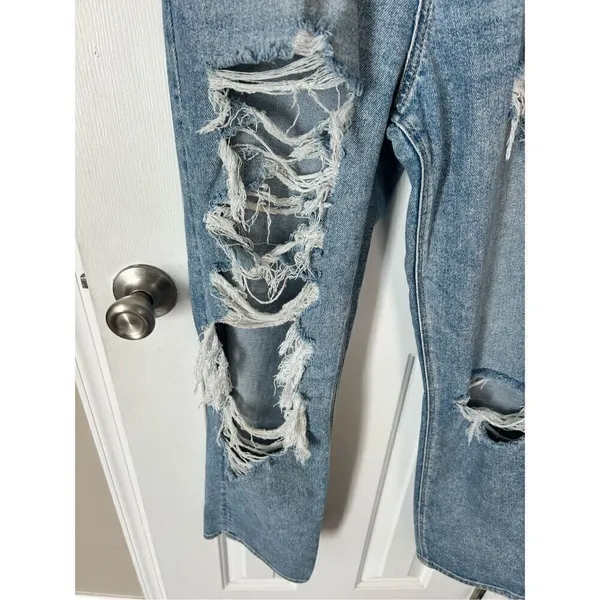 American eagle high waisted stretchy ripped jeans size 4 blue jeans wide leg - Image 2