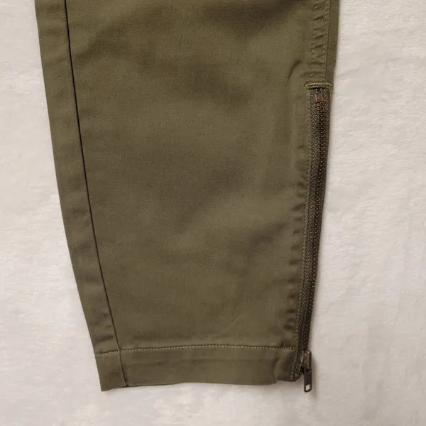 NWOT‎ Army Olive Green Denim Pants Ankle Zipper Grunge Minimalist Utility - 28 - Image 3