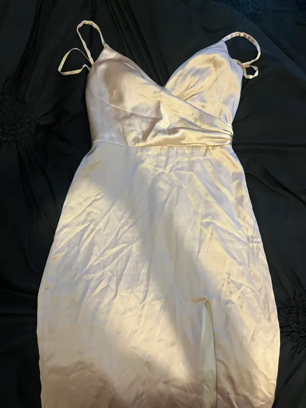 Revelry Rava Satin Champagne Dress Size 4 Petite - Image 6