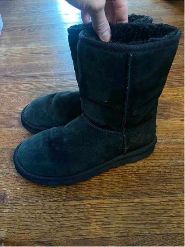 UGG Australia Boots Classic Short Black Suede Shearling Winter Cozy 2000s - Image 2