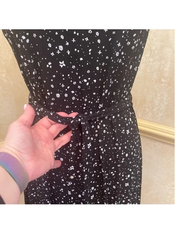 Michael Kors Nora Maxi Dress Sz S Black White Sleeveless Celestial Dark Romantic - Image 11