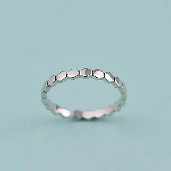 Boutique NEW 925 Sterling Silver‎ Hexagon Design Stacking Adjustable Band Ring - Image 5