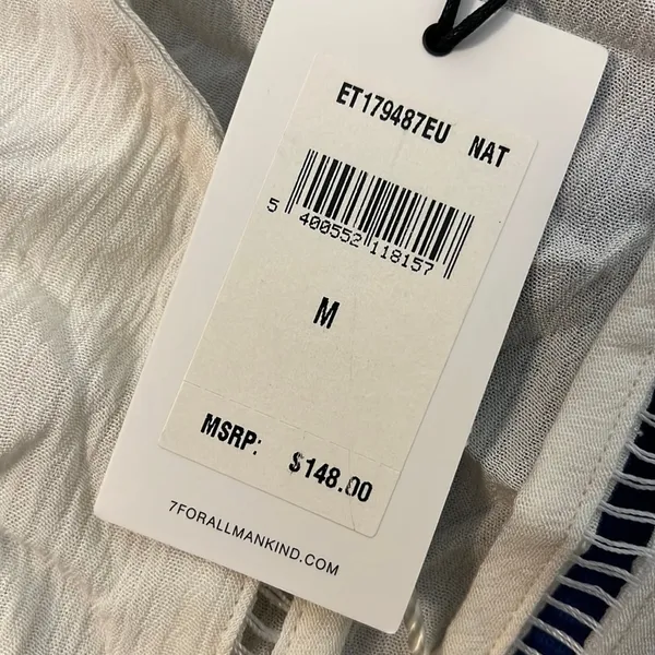 $148 NWT 7 for all mankind Sz‎ M KATELLA 3/4 SLEEVE V-NECK SLIP-ON BLOUSE - Image 6