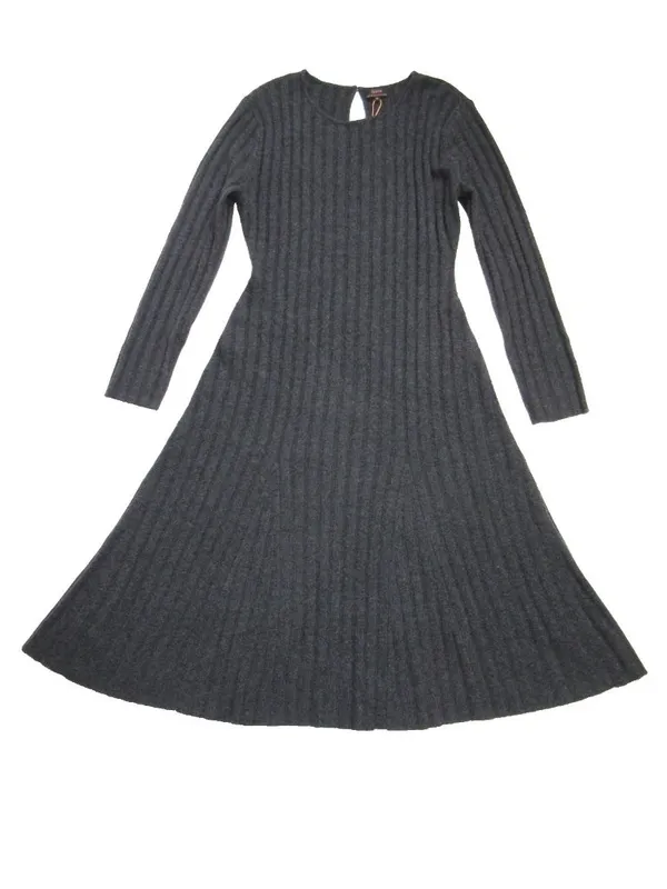 NWT Quince Mongolian Cashmere Wide-Rib Midi in Charcoal Sweater Dress XL - Image 4