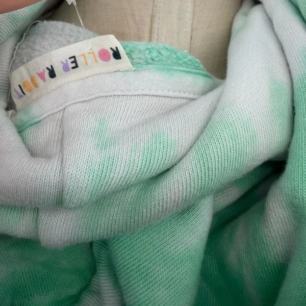 Roller Rabbit Tie Dye Hoodie Mint‎ Green Monkey Embroidered Pullover Size XS - Image 9