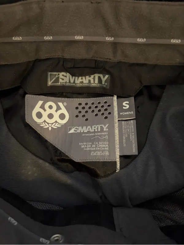 686 Women's SMARTY 3-IN-1 CARGO Snow Pants Black Pinstripe Size Small Zip Pocket - Image 5