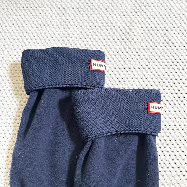 Hunter Navy Blue Sweater Garter Stitch Cuff Boot Socks Fleece Medium Women 5-7 - Image 2