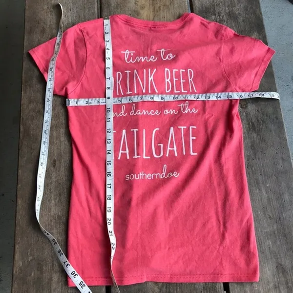 Southerndoe Womens Tee Sz S Salmon Drink Beer and Dance on the Tailgate NEW‎ Top - Image 3