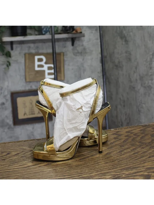 NWT Jessica Simpson Two-Piece Platform Stiletto Dress Sandals Gold Yellow 5M - Image 13