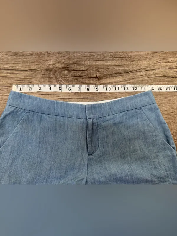 CLUB MONACO Scalloped Hem Chambray Amber Shorts Size‎ 0 - Image 5