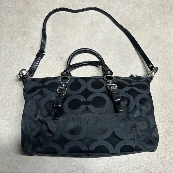 Coach Signature Madison Satchel Crossbody Purse Black Monogram *NO HANG TAG - Image 4