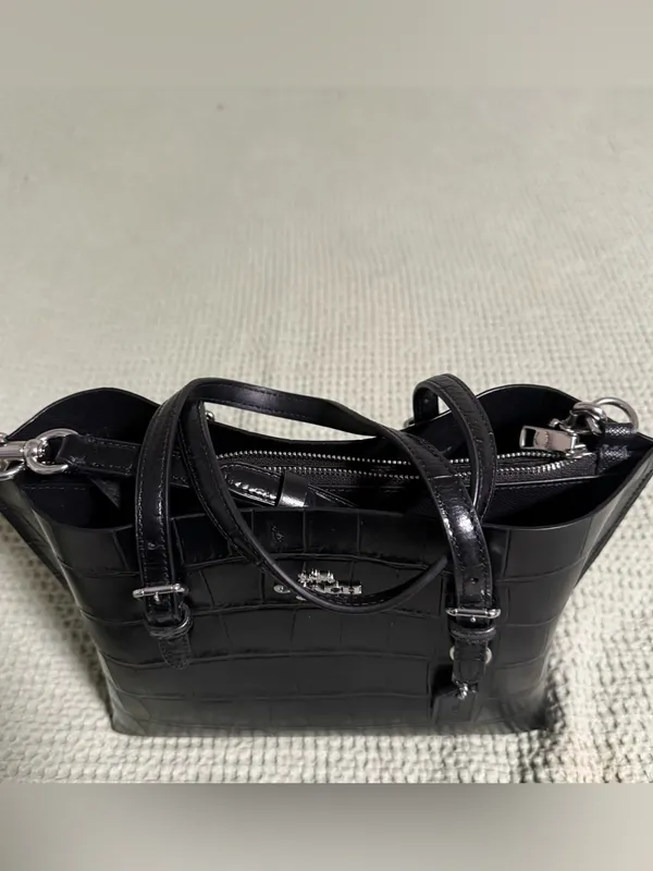 COACH Black Croc Embossed Mollie Tote Bag 25 - Image 2