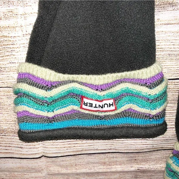 Hunter Boots Tall Socks in Blue, Green, Gray/Grey Chevron Stripes Size M - Image 8