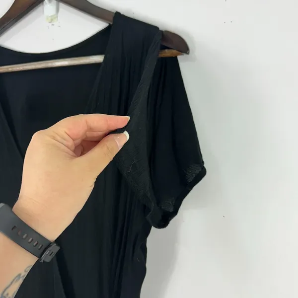 Lulus‎ Black Wrap Maxi Dress Womens Small Flutter Sleeve Minimalist Clean Girl - Image 5