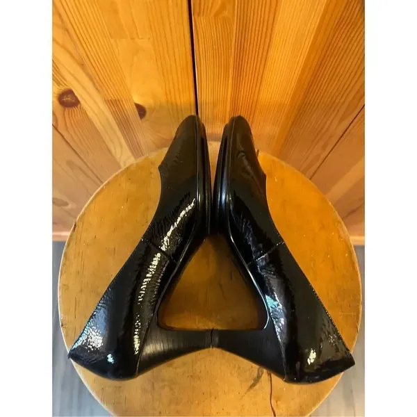 Sofft Black Leather Slip On Heels Pumps Cushioned Comfort Shoes 8.5 Peep Toe - Image 6