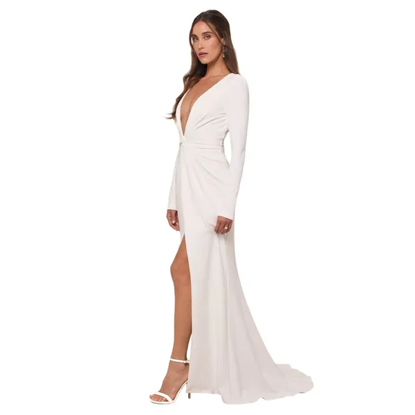 Lulus Stunning Romance White Long Sleeve Mermaid Maxi Dress size L NWT - Image 5