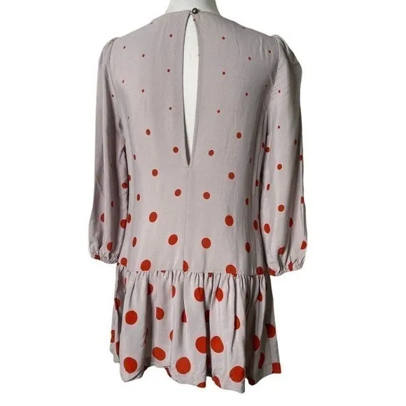 Anthropologie Retro Mod Twee Drop Waist Ruffle Hem Polka Dot Mini Dress Size 4 - Image 2