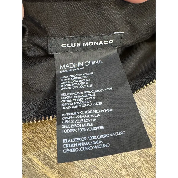 Club Monaco Leather Bag Pouch Zip Cosmetics Black Travel‎ - Image 5
